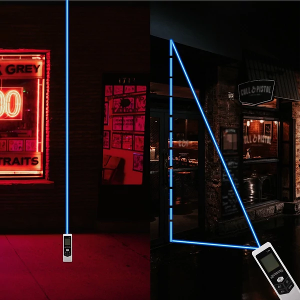 Mini Távolság Kijelző M/In/Ft Térfogat/Terület/Pythagorean mérés Távolságmérés LED fénnyel USB újratölthető digitális mérőszalag - Fekete