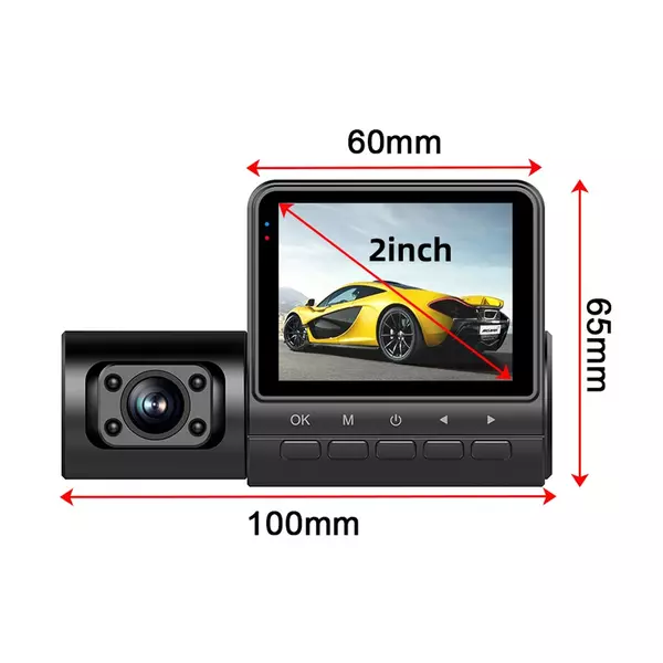 3 kamerás fedélzeti kamera 2 hüvelykes átlátszó autós visszapillantó tükör autós videokamera