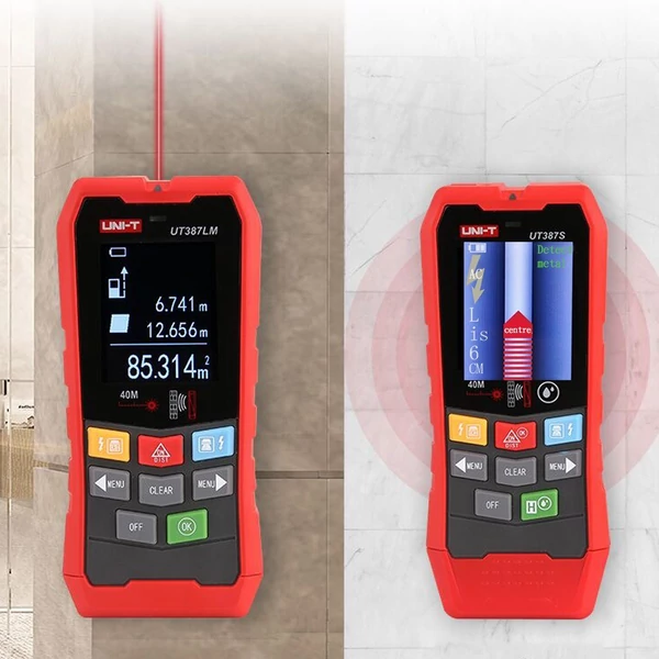 UNI-T UT387S fali érzékelő, acélhuzal/vízcső fémdetektor - falérzékelő funkció, tartomány- és nedvességmeghatározó funkció