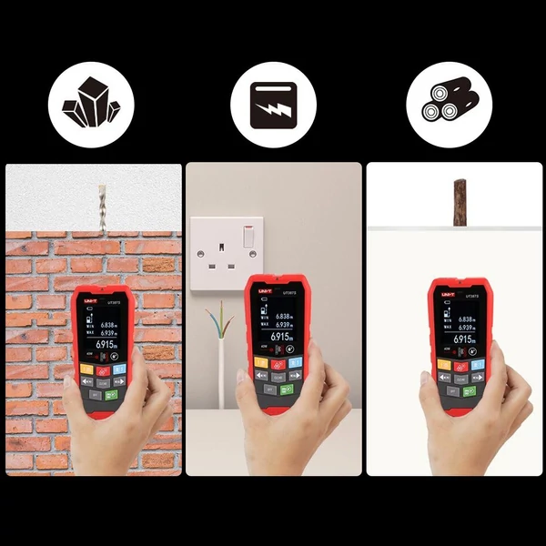 UNI-T UT387S fali érzékelő, acélhuzal/vízcső fémdetektor - falérzékelő funkció, tartomány- és nedvességmeghatározó funkció