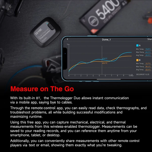 SkyRC Thermologger Duo Motor ESC hőmérséklet érzékelő BT akkumulátor-ellenőrző távirányító modulokhoz