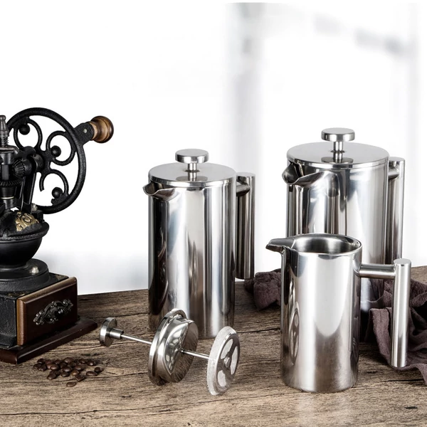 French Press kávéfőző rozsdamentes acél duplafalú szigetelt edény - 1000ml