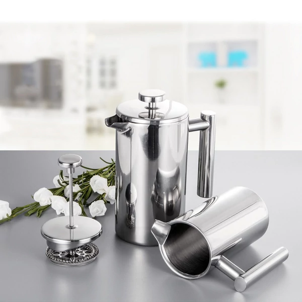 French Press kávéfőző rozsdamentes acél duplafalú szigetelt edény - 350ml