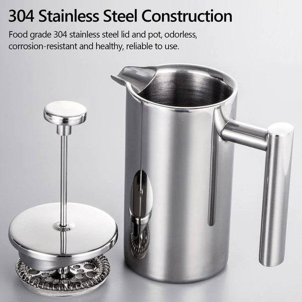 French Press kávéfőző rozsdamentes acél duplafalú szigetelt edény - 350ml