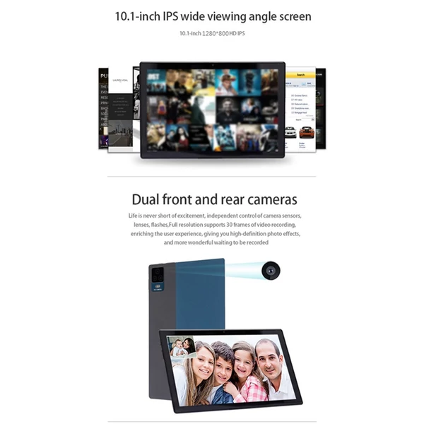 10,1 hüvelykes táblagép 5MP+8MP kettős kamera Android 8.1 Smart Pad 2GB+32GB tárhellyel 1280x800 IPS HD érintőképernyő - Kék