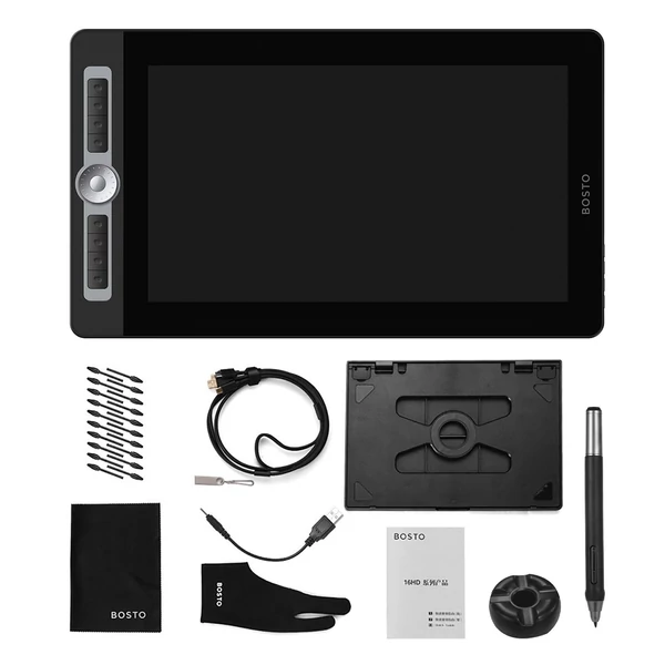 BOSTO 16HD Pro hordozható 15,6 hüvelykes H-IPS LCD grafikus rajztábla