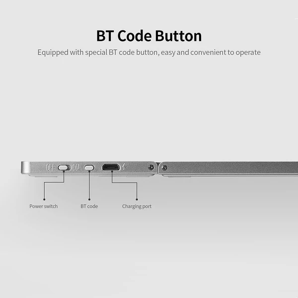 Hordozható ultravékony vezeték nélküli BT összecsukható billentyűzet érintőpaddal Windows/Android/iOS rendszerhez - Ezüst