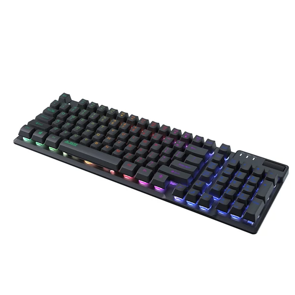 AJAZZ AF981 vezetékes RGB játékbillentyűzet 19 gombos anti-ghosting fém alappal, ergonómikus kialakítású hangerőszabályzóval - Fekete