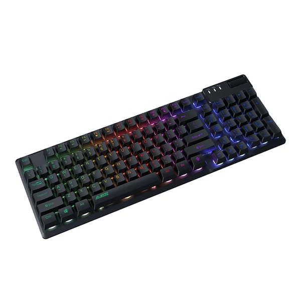 AJAZZ AF981 vezetékes RGB játékbillentyűzet 19 gombos anti-ghosting fém alappal, ergonómikus kialakítású hangerőszabályzóval - Fekete