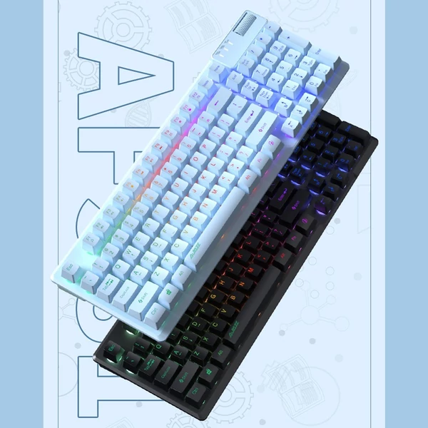 AJAZZ AF981 vezetékes RGB játékbillentyűzet 19 gombos anti-ghosting fém alappal, ergonómikus kialakítású hangerőszabályzóval - Fekete