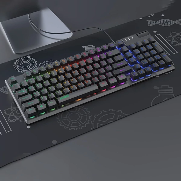 AJAZZ AF981 vezetékes RGB játékbillentyűzet 19 gombos anti-ghosting fém alappal, ergonómikus kialakítású hangerőszabályzóval - Fekete