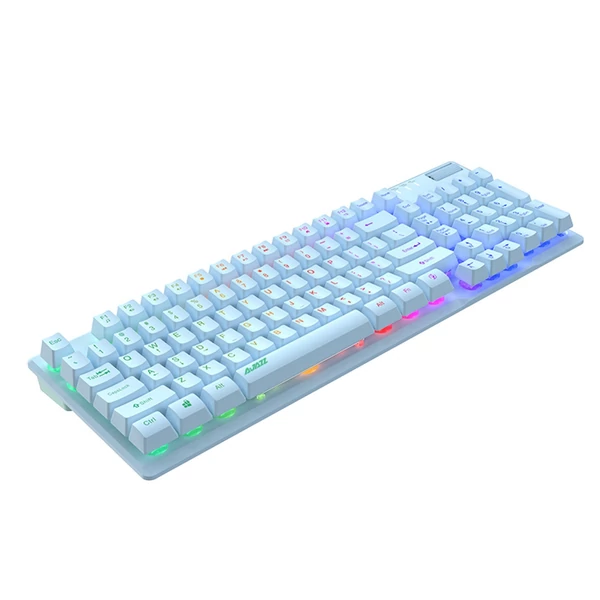 AJAZZ AF981 vezetékes RGB játékbillentyűzet 19 gombos anti-ghosting fém alappal, ergonómikus kialakítású hangerőszabályzóval - Kék