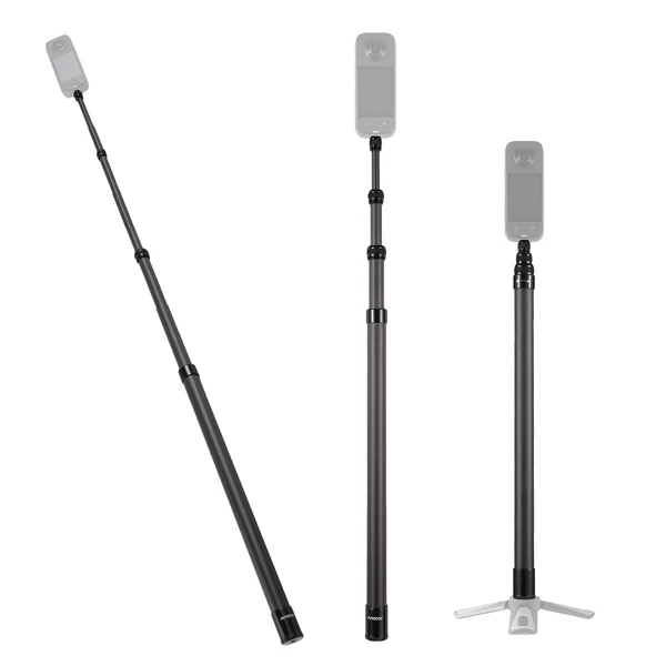 Andoer 2,1 méteres teleszkópos szelfi állvány, szénszálas 3 részes 1/4 hüvelykes csavarral, INSTA360 X2/X3 kompatibilis