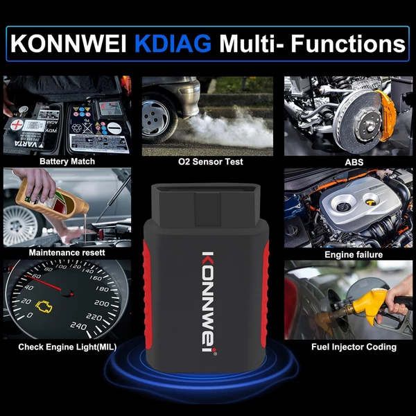 KONNWEI K DIAG OBDⅡ szkenner BT teljes rendszerű ABS SRS diagnosztikai eszköz alaphelyzetbe állítás-visszaállítással az ECM BCM SRS TCM BMS SAS légkondicionáló rendszerhez