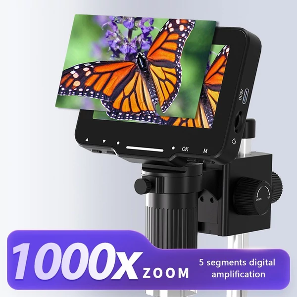 FHD 1080P digitális mikroszkóp 4,3 hüvelykes IPS képernyővel a növényi rovarok megfigyeléséhez