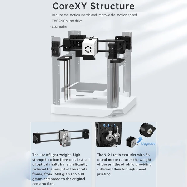 QIDI 3D nyomtató X-Smart 3 asztali FDM 500 mm/s nagy sebességű és CoreXY szerkezet és klipper automatikus szintező HF építőlemez