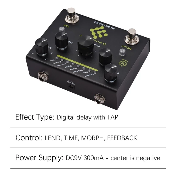 MOSKYAudio gitáreffektus pedál TAP kettős lábkapcsolóval digitális késleltetési pedállal - SPINDRIFT