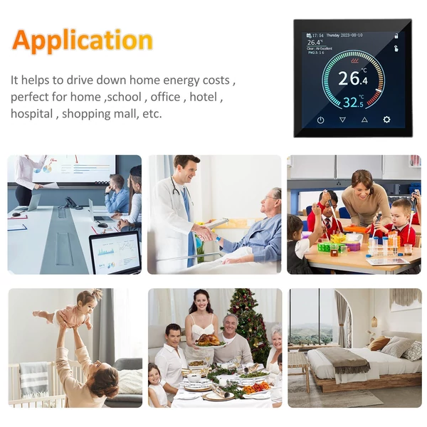 HYT001 Inteligens WIFI fűtési termosztát, hőmérséklet szabályozó APP Vezérlő érintőképernyős heti programozható -Típus 1