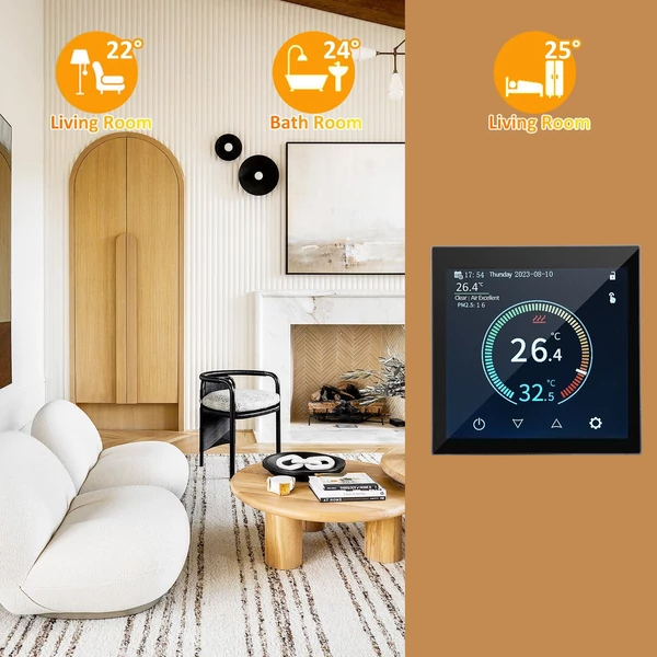 HYT001 Inteligens WIFI fűtési termosztát, hőmérséklet szabályozó APP Vezérlő érintőképernyős heti programozható -Típus 1