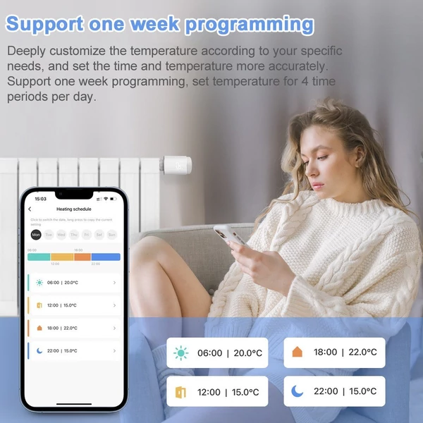 Tuya Zigbee intelligens vezeték nélküli termosztatikus radiátorszelepes alkalmazásvezérlő fűtéshez, kompatibilis az Amazon Alexa Google Home szolgáltatással