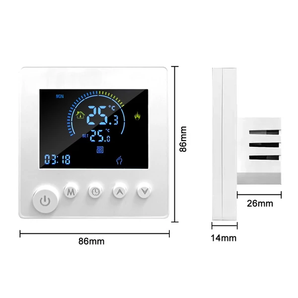 Tuya Smart digitális termosztátos programozható NTC érzékelő LCD kijelzős hőmérséklet-szabályozóval - elektromos fűtéshez, normál