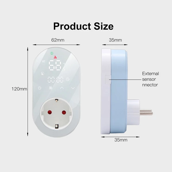 WiFi intelligens LED termosztát csatlakozó 16A tenyésztési inkubációs állandó hőmérsékletű energiatakarékos időzítő aljzat - Fehér