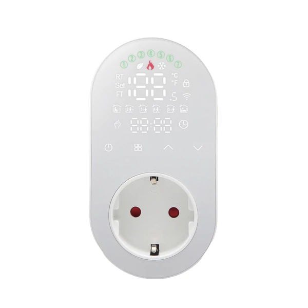 WiFi intelligens LED termosztát csatlakozó 16A tenyésztési inkubációs állandó hőmérsékletű energiatakarékos időzítő aljzat - Fehér