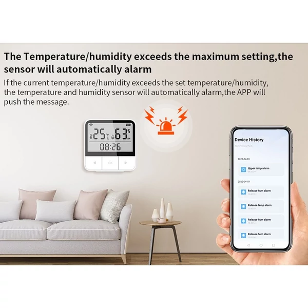 WiFi intelligens hőmérséklet páratartalom érzékelő időkijelző
