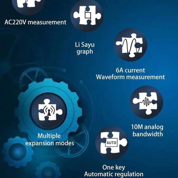 Kompakt hordozható digitális oszcilloszkóp 50M mintavételezési frekvencia 10m analóg sávszélesség Lissajous minták 6A áram hullámforma mérés kétcsatornás - host + USB kábel + 2db nagyfeszültségű szonda
