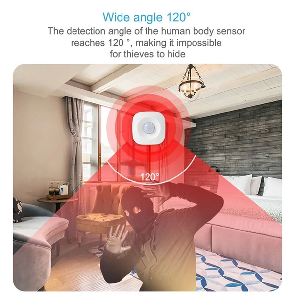 Tuya WiFi PIR mozgásérzékelő riasztó 2,4 GHz vezeték nélküli emberi test infravörös érzékelő 120° széles látószögű