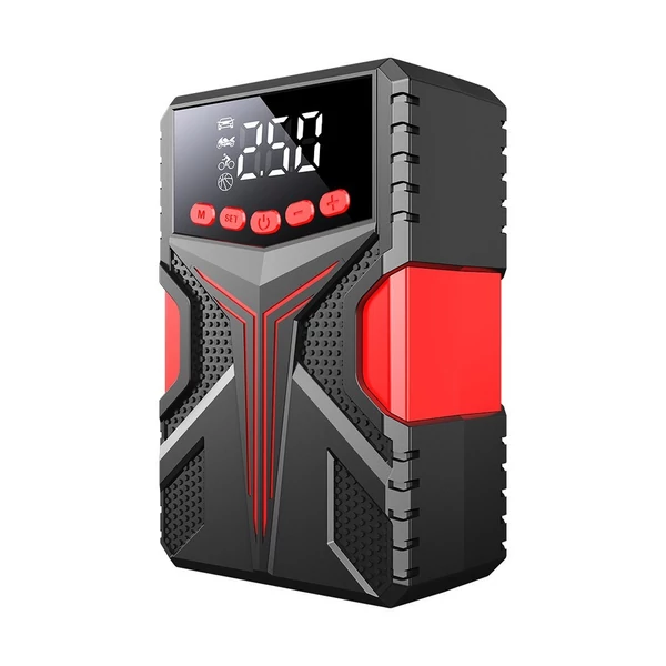 Többfunkciós indítómotor 2000 A Peaks akkumulátor-erősítő tápegységgel és 150 PSI digitális gumiabroncs-felfújó LED-es fényű Power Bank funkcióval (intelligens klip)