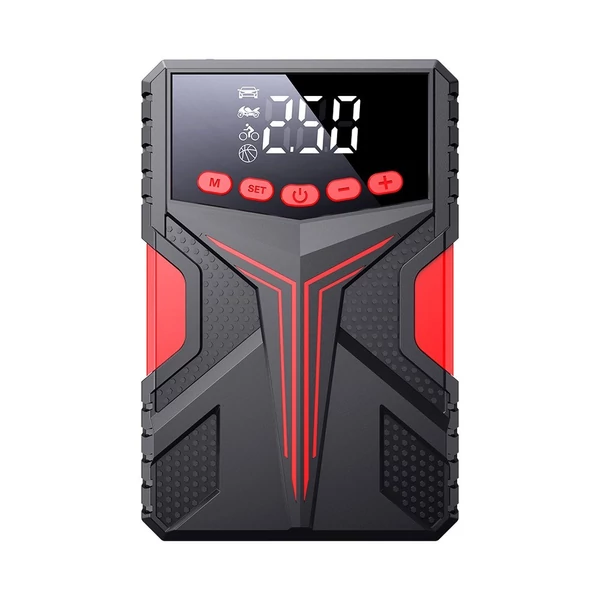 Többfunkciós indítómotor 2000 A Peaks akkumulátor-erősítő tápegységgel és 150 PSI digitális gumiabroncs-felfújó LED-es fényű Power Bank funkcióval (intelligens klip)