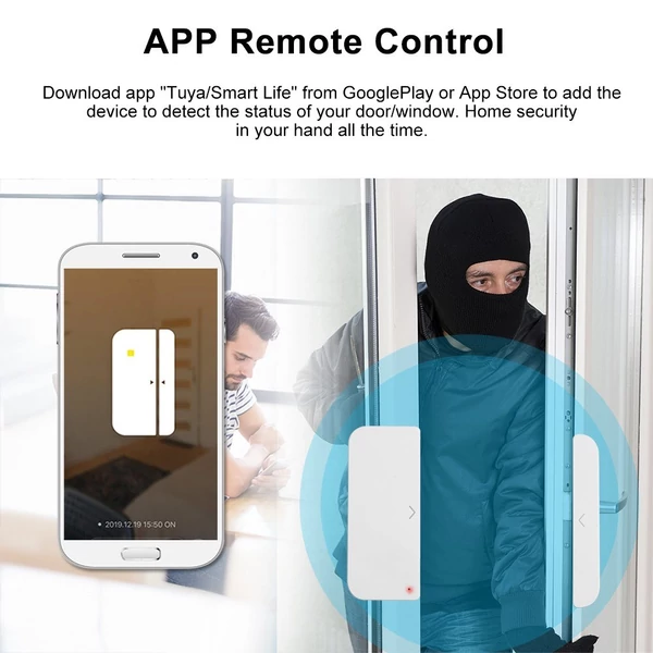 WiFi ajtóriasztó ablakérzékelő érzékelő Tuya SmartLife App Control