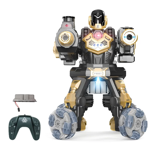 JC09 2,4G távirányítós robot négykerék-meghajtású vízbomba spray-robot játék fényzenével (1 távirányító) - Arany