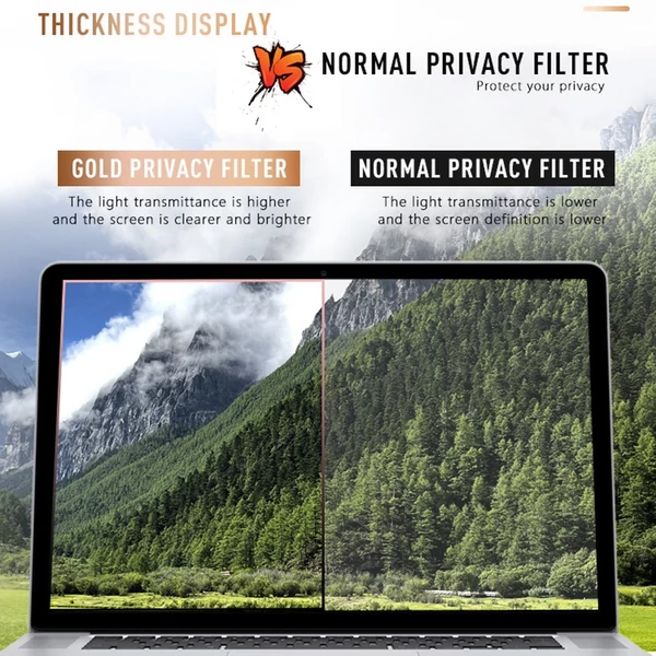 Golden Privacy képernyőszűrő, megfordítható, nagy áteresztőképességű, 30°-os, láthatatlan UV-álló, tükröződésmentes film 19" monitorhoz - 16:10 képarány