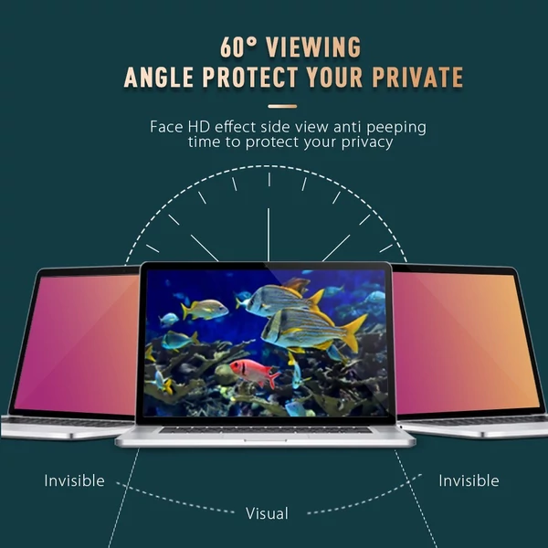 Golden Privacy képernyőszűrő, megfordítható, nagy áteresztőképességű, 30°-os, láthatatlan UV-álló, tükröződésmentes film 23,8" monitorhoz - 16:9 képarány