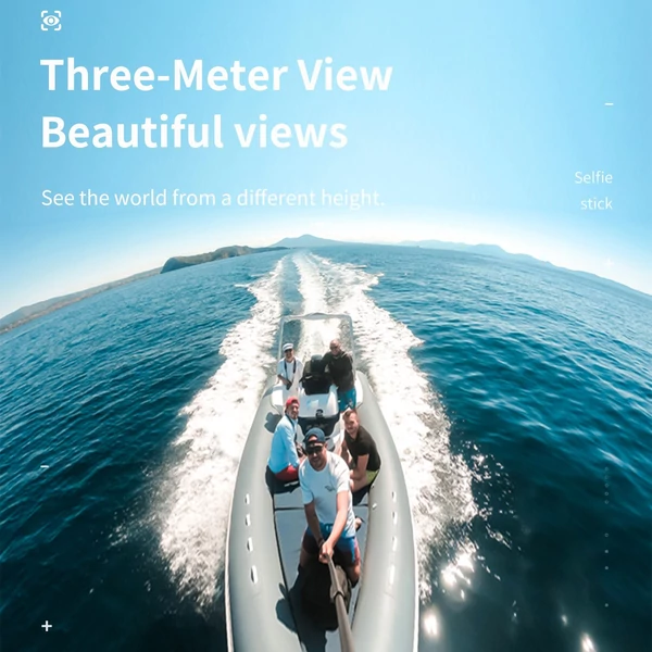 Camnoon 3 méteres teleszkópos szelfi bottal ellátott szénszálas állvány, 4 részes 1/4 hüvelykes csavarral, INSTA360 X2/X3 kompatibilis