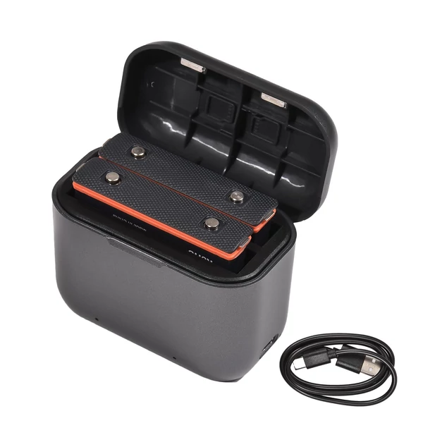 Akkumulátortöltő 2 akkumulátorcsatornás töltődobozzal, USB-portos zsebtöltő tokkal, 1800 mAh-s akkumulátorokkal, Insta360 X3 kompatibilis