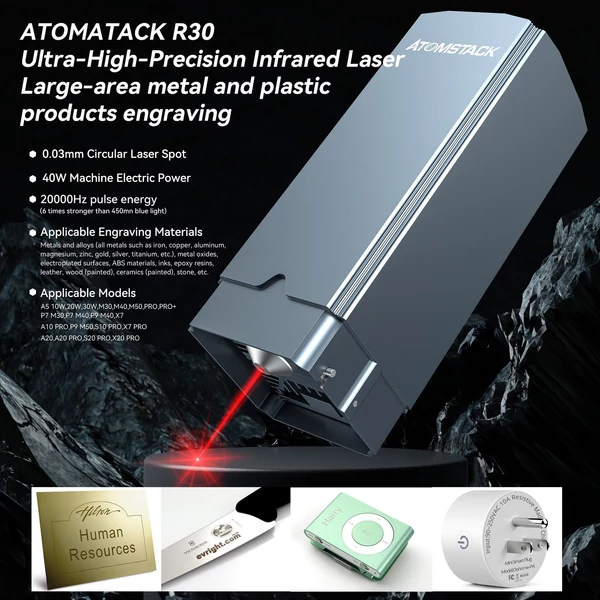 ATOMSTACK S20 Pro 20 W lézergravírozó légrásegítő rendszerrel és R30 infravörös lézermodullal