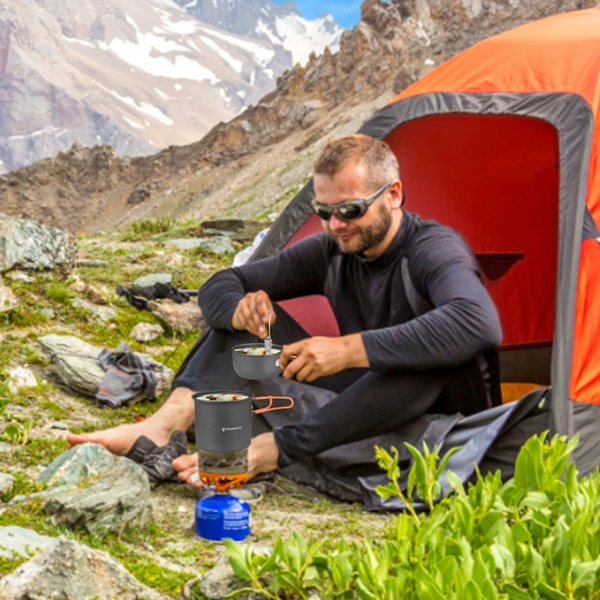 TOMSHOO Camping Könnyű hátizsákos főzőkészlet szabadban, kempingezéshez, túrázáshoz, piknikhez