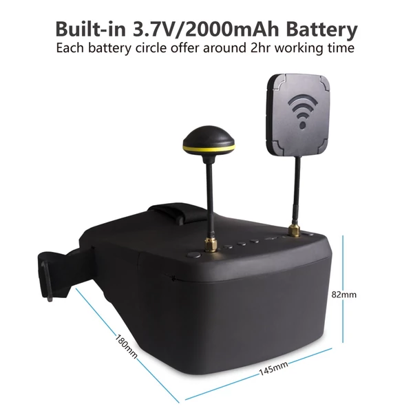 EV800D 40CH 5 hüvelykes, 800*480 videofejhallgató, sokféle FPV szemüveg elemmel távirányítós modellhez (FPV drón) - 5.8 G