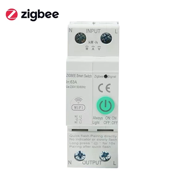 Zigbee intelligens áramkör-megszakító vezeték nélküli APP otthoni automatizálási berendezések távvezérlése hangvezérlés funkcióval - 2P 63A