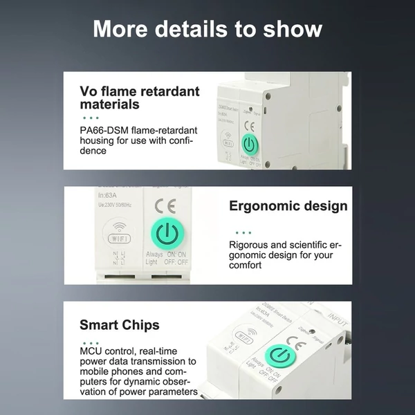 Zigbee Intelligens megszakító vezeték nélküli APP Háztartási automatizálási berendezések távvezérlése hangvezérlés funkcióval - 2P 63A mérési CBC-vel