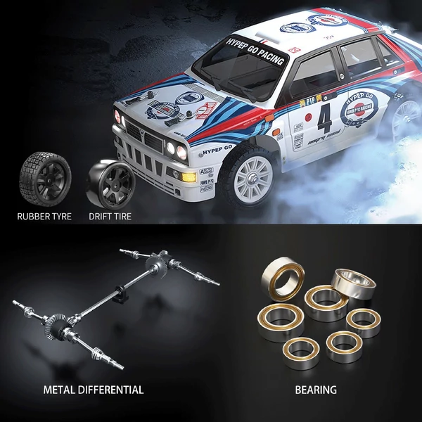 1/14 2,4 GHz-es nagy sebességű 42 km/h 4WD távirányítós Drift autó 2845 3700KV motor - 2 akkumulátor