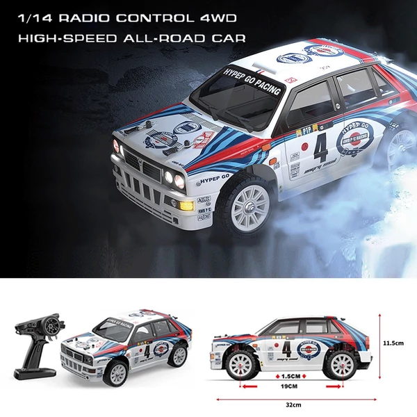 1/14 2,4 GHz-es nagy sebességű 42 km/h 4WD távirányítós Drift autó 2845 3700KV motor - 3 akkumulátor