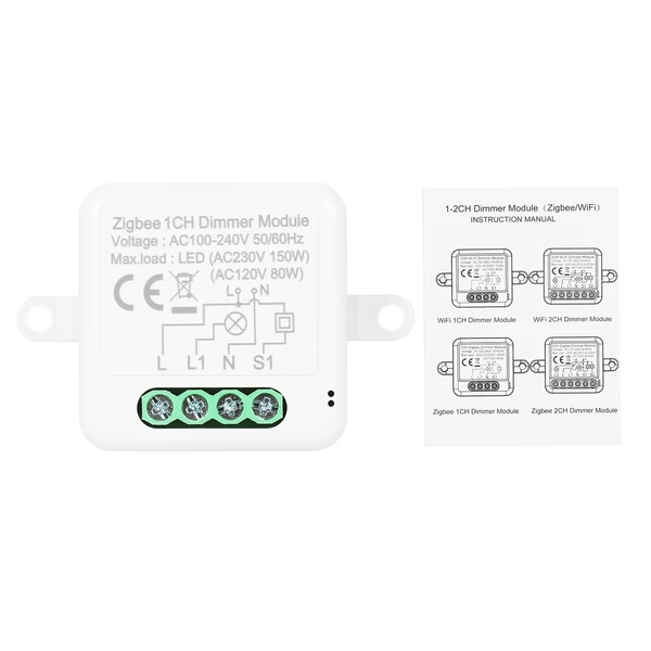 Zigbee Dimmer Switch Module App távirányítós függönykapcsoló működik az Alexa Google Home szolgáltatással – 1 csoportkapcsoló