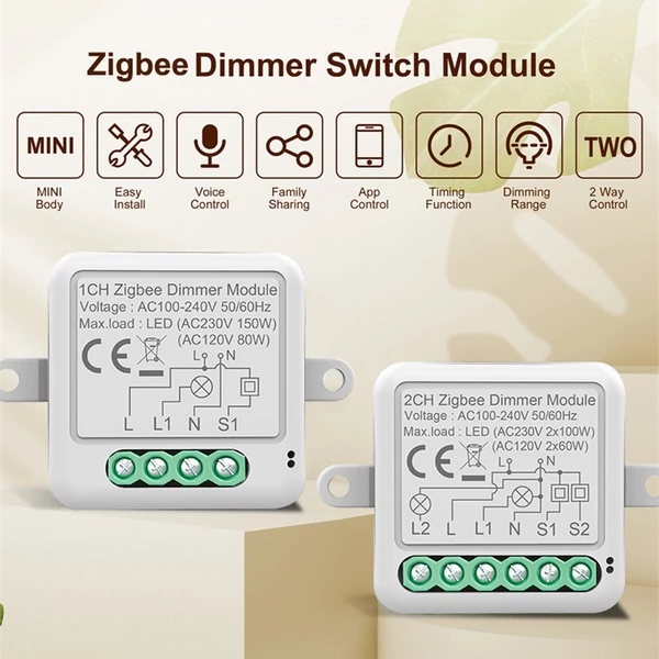 Zigbee Dimmer Switch Module App távirányítós függönykapcsoló működik az Alexa Google Home szolgáltatással – 1 csoportkapcsoló