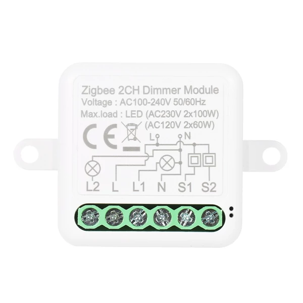 Zigbee Dimmer Switch Module App távirányítós függönykapcsoló működik az Alexa Google Home szolgáltatással – 2 csoportkapcsoló