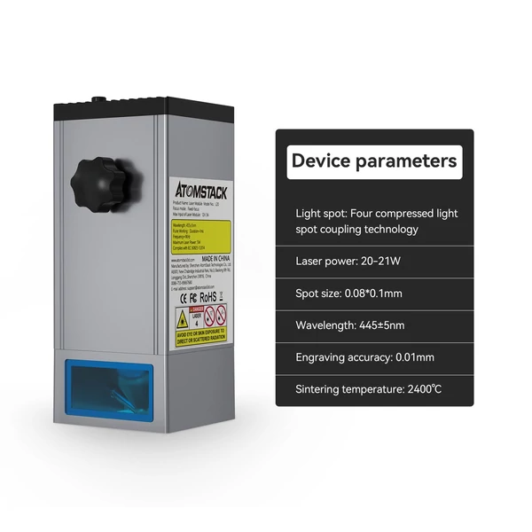 ATOMSTACK X20 Pro 20 W lézergravírozó Air Assist rendszerrel és M100 20 W lézermodullal