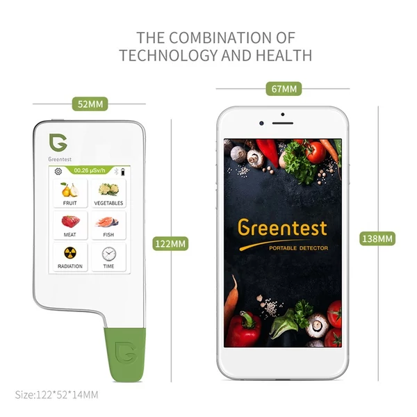 Greentest-ECO4F otthoni konyhai nitrátvizsgáló sugárzásérzékelő kapacitív képernyős BT funkcióval és Mpbilephone APP vezérléssel